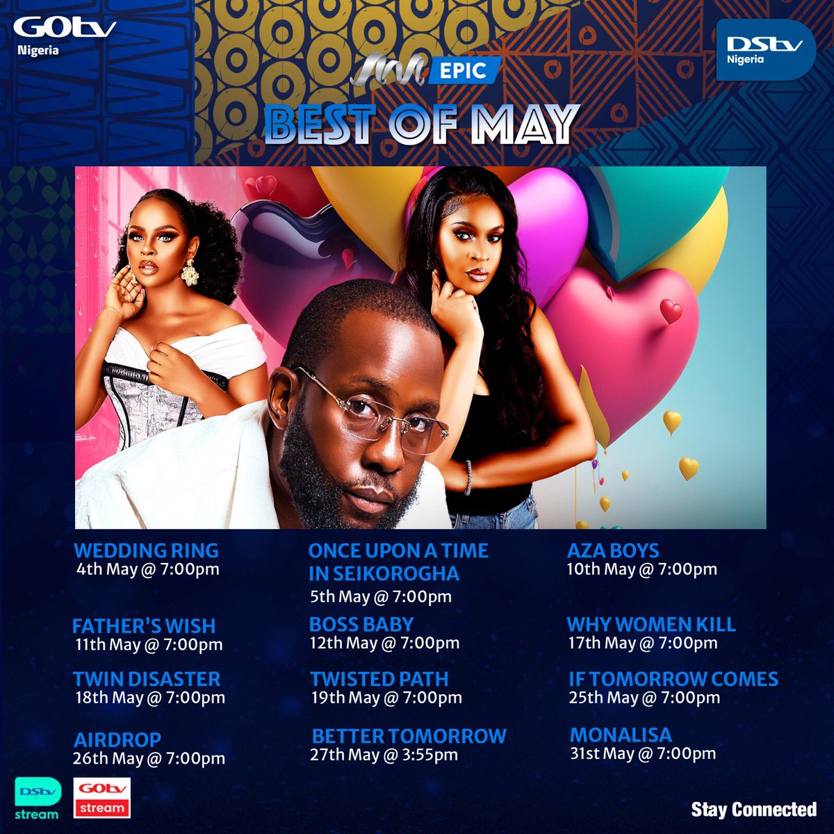 This month on the DStv will be action packed. Double the drama, double the excitement. From close title deciders to adrenaline filled racing to thriller dramas. You don’t want to miss any action. Stay connected.🥰