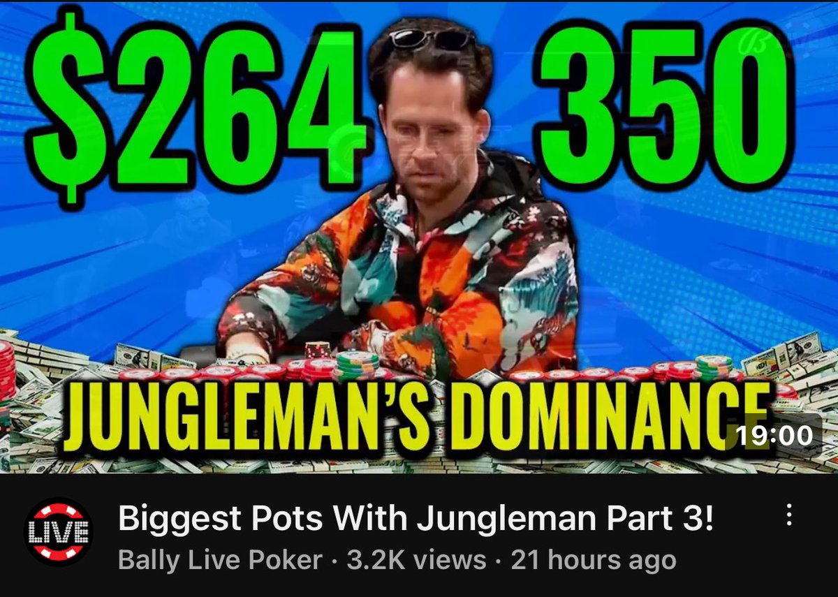 Watch @junglemandan on todays episode and here are some highlights of his biggest pots youtu.be/FpOqg6nkjJU?si…