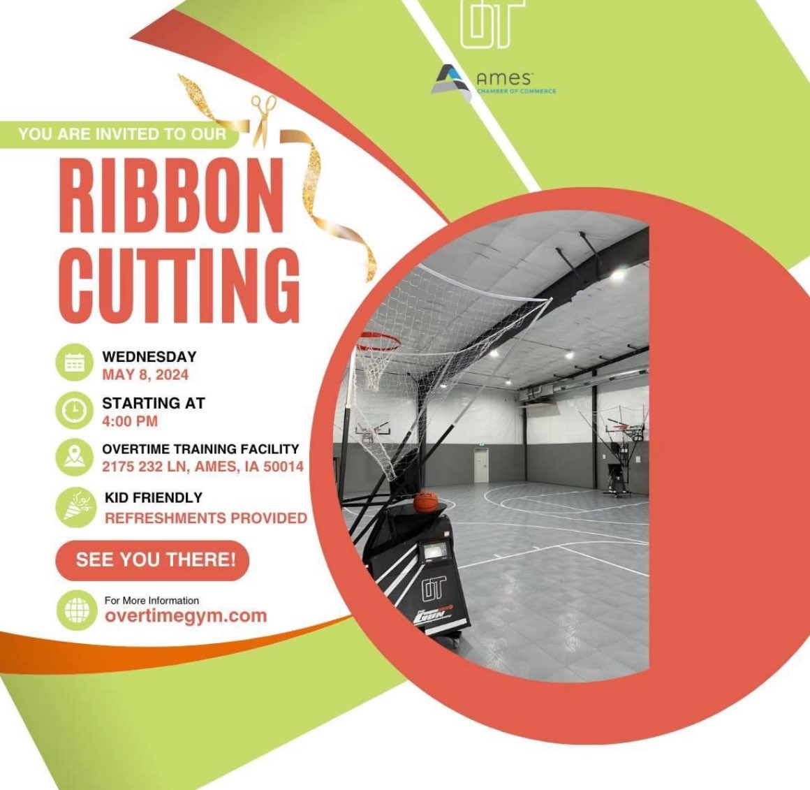 Don’t forget to swing by @ScoreOvertime this Wed from 4-6pm for the @AmesChamber Ribbon Cutting, some tacos, and a family friendly event showcasing our new facility!