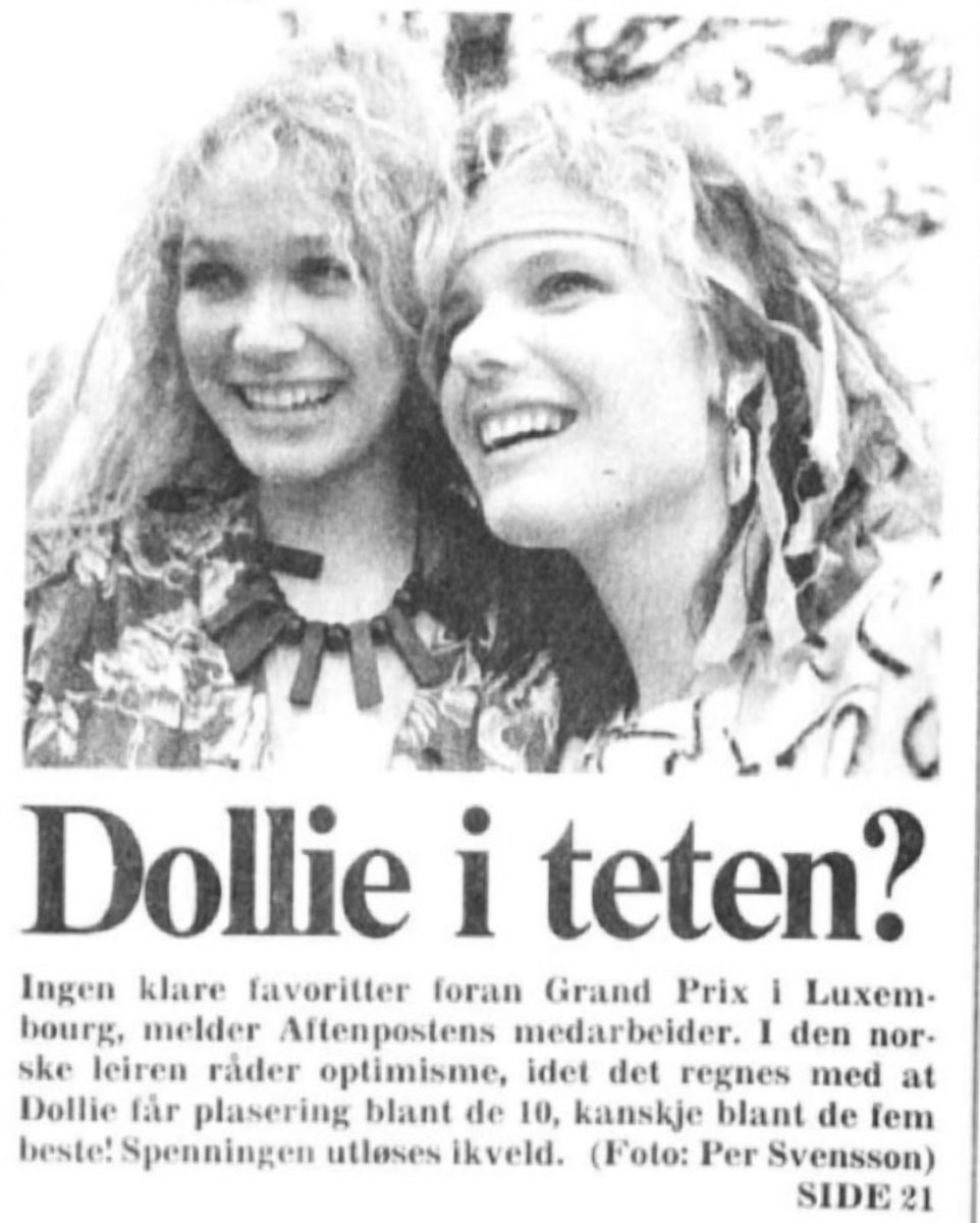 Dollie i teten? Fra @Aftenposten #pådennedag 1984. (Norge kom på 17 plass av 19 land i #EUROVISION det året.)