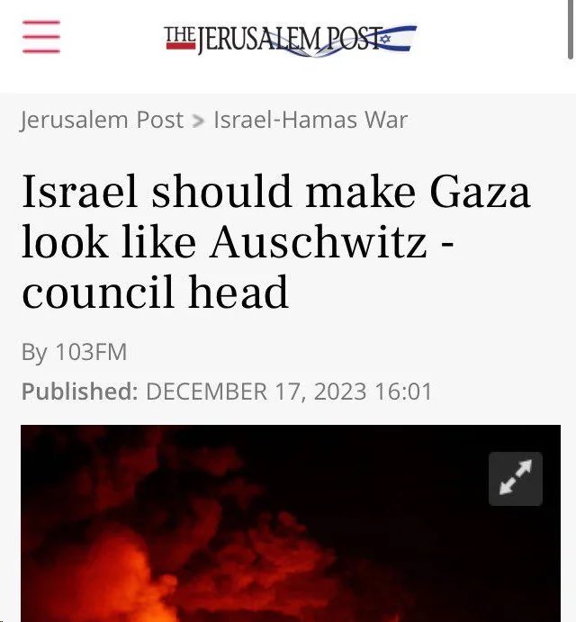An insane thing to post when Zionists have literally said they wanna turn Gaza into Auschwitz. Zionists are the Nazis