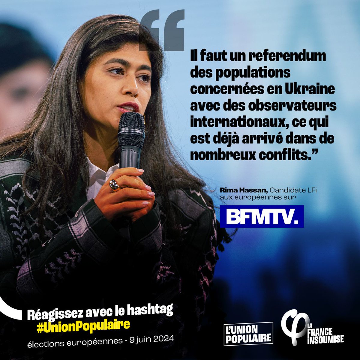 🔴 « Il faut un referendum des populations concernées en Ukraine avec des observateurs internationaux, ce qui est déjà arrivé dans de nombreux conflits. » @RimaHas en direct sur BFM TV #UnionPopulaire