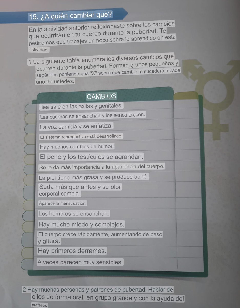 El símbolo LGBTQ en el libro de texto sobre la pubertad de 4° de primaria, niñas y niños de 10 años en una ikastola de Bizkaia. La alienación de la secta está servida.