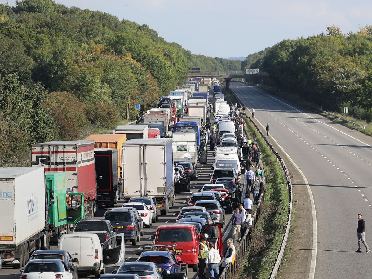 Incredible scenes as people flee London after Khan's victory. Families with whatever possessions they had time to pack. Desperate people hanging onto the back of lorries. Some abandon their cars to escape before sharia law is installed. Notice no cars heading INTO the city.