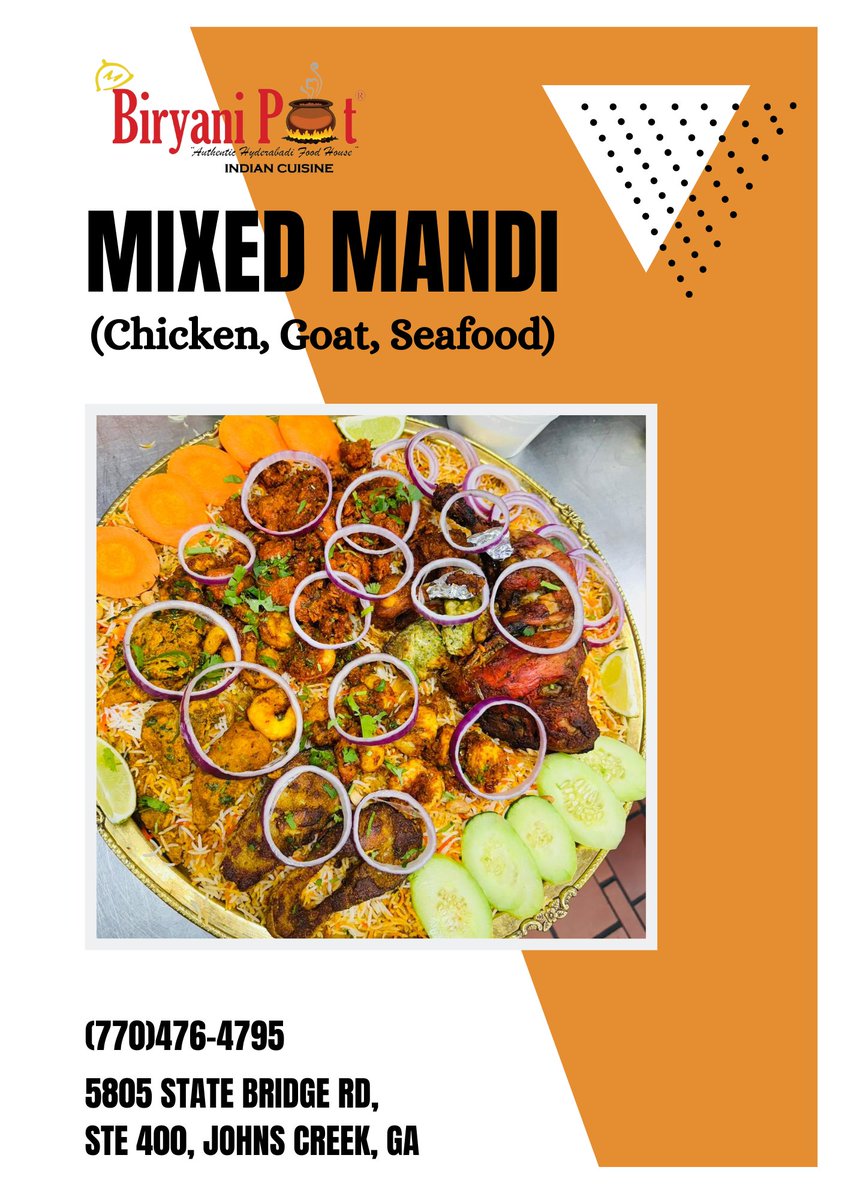 Embark on a Flavorful Journey with Our Mixed Mandi! Indulge in a Fusion of Aromatic Spices and Succulent Meats. Experience Mandi Magic Today! 🍲✨ #MixedMandi #MandiMagic #FlavorFusion #biryanipot #johnscreek #johnscreekga