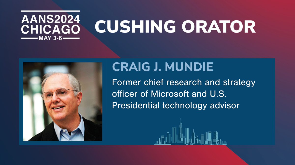 Cushing Orator Craig Mundie, former chief of strategy at @Microsoft, is discussing AI's role in #neurosurgery at #AANS2024. Gain valuable strategic perspectives & investigate ethical considerations. Happening now!