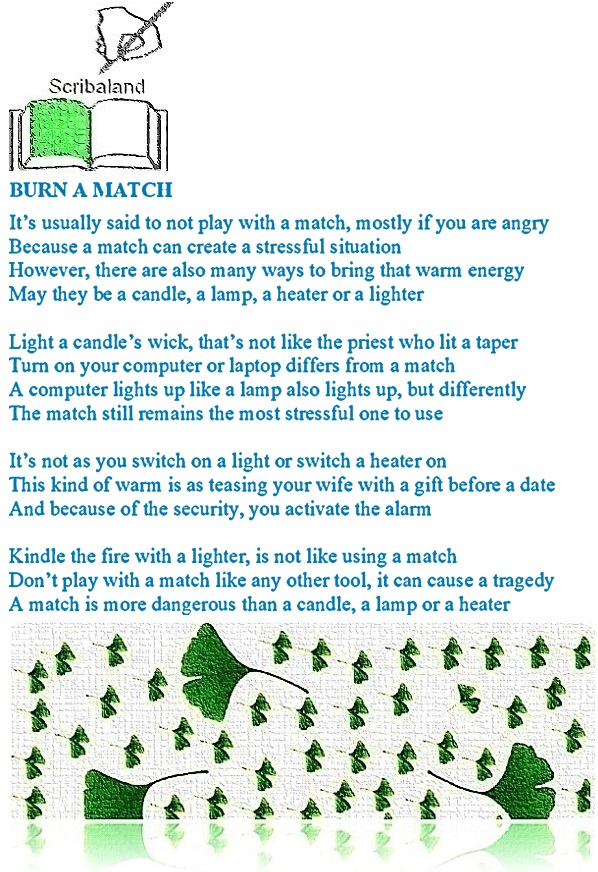 #Scribaland1 BURN A MATCH
Don’t play with matches! Please, avoid it!#art #readinglove #readinglovers #readingoftwitter #readingsontwitter #readingofinstagram #readingsoninstagram #readingcommunities #readingcommunity #readingforpleasure #readingclub #readingclubs #readingfestival