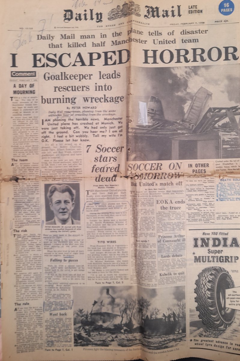 🇾🇪 Had a ride out this morning to a Car Boot found this original Daily Mail from Feb 7th 1958 , a bit of writing on it , but what a find 👍🇾🇪