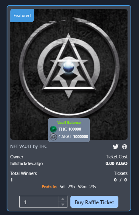 FlippingMfer's tweet photo. ๐another #nft vault this one loaded with 100k $THC and 1M $CABAL ๐FREE TO ENTER๐+ follow @AlgoNFTBuddies @AlgoRothschild @CSpiderRTs LFG!!! #OnlyOnAlgorand #nftVaults #algorand https://t.co/Lx599oZoDh