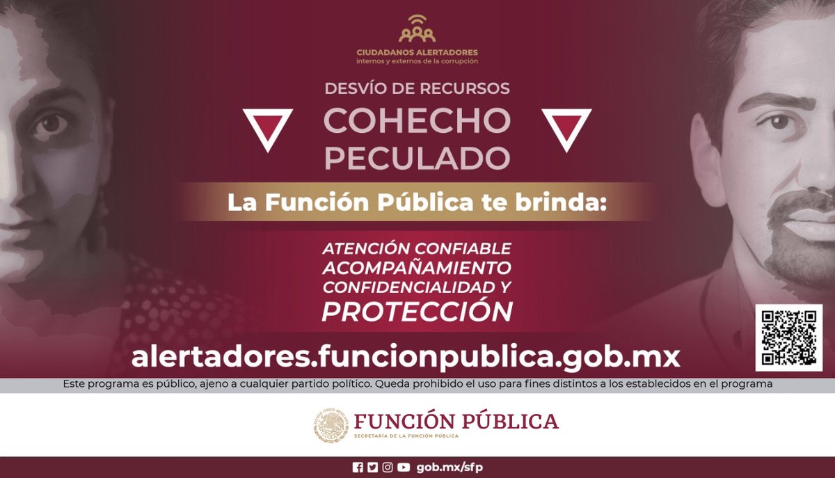 Tu participación es clave para el combate a la corrupción 📣🚨 La plataforma garantiza el anonimato y la confidencialidad de las alertas, de las comunicaciones y la identidad de las personas. Más información en Secretaría de la Función Pública: alertadores.funcionpublica.gob.mx