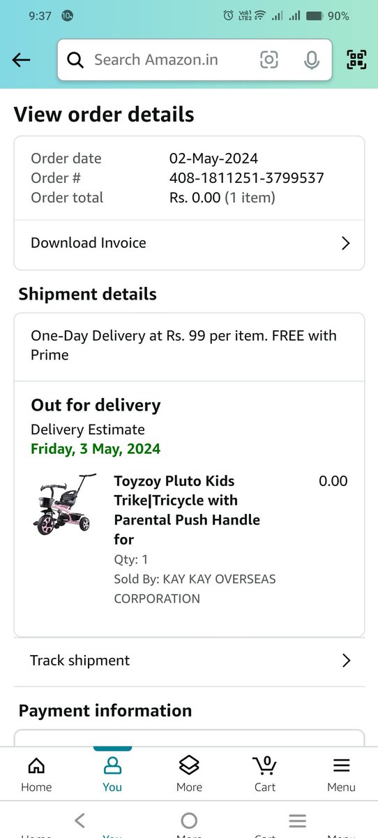 Dear @amazonIN @AmazonNews_IN 1st received a defective Tricycle. Requested for a replacement, EDD was 3rd May. 3 days passed, the item was not delivered. Your CSE wants me to wait another 24hrs. Check all call records I'll understand. #worstexperience.