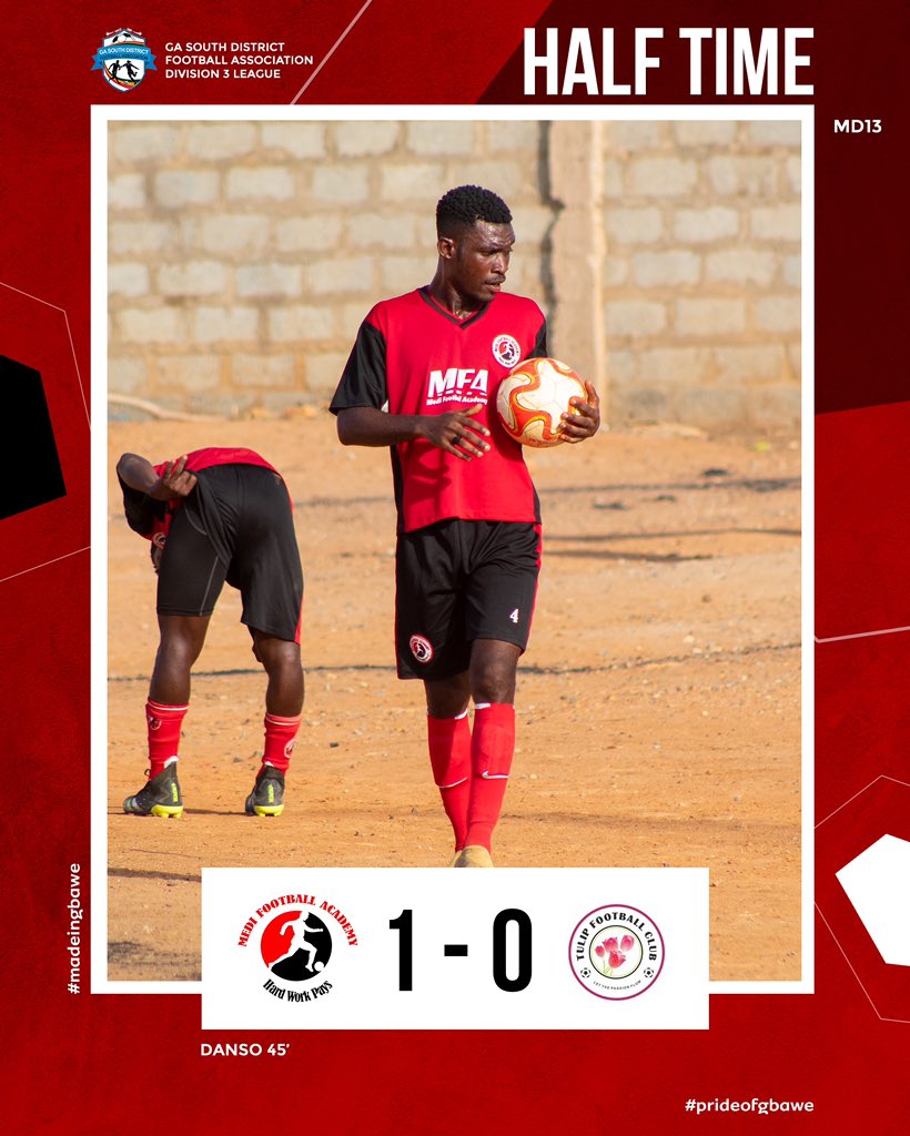 Leading at break… ⚽️🔴⚪️⚫️ D3

. 
#medifootballacademy #BringBackTheLove #football #ghana #youngtalent #gbawe #prideofgbawe #madeingbawe #matchday #african #league