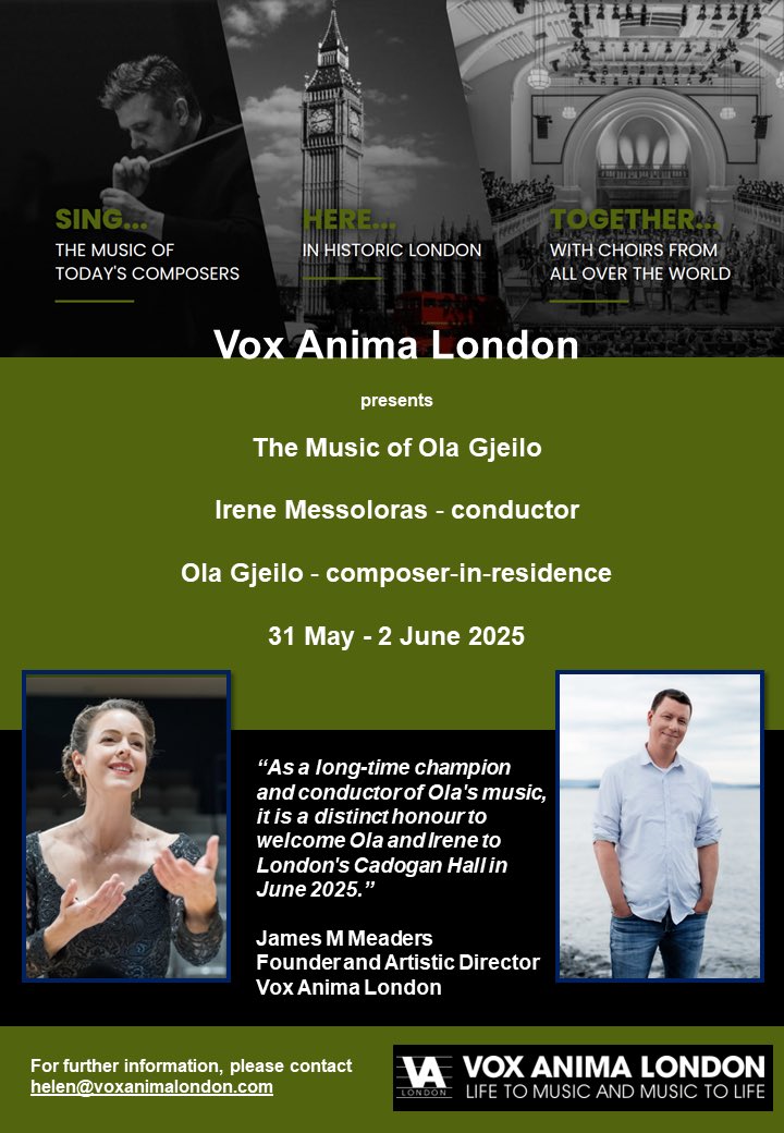 Irene and I are performing my music with singers from around the world at beautiful Cadogan Hall in 2025! If your choir is interested in joining and would like more info, please contact helen@voxanimalondon.com @VoxAnimaLDN 🇬🇧