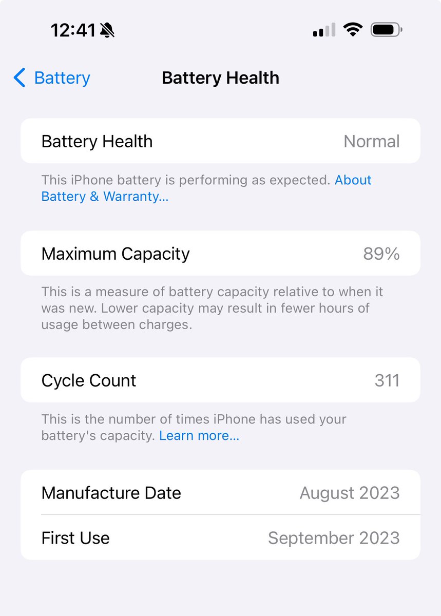 My iPhone 15 pro max battery capacity 🥶🥶📉📉📉