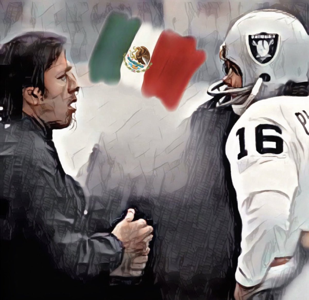 Happy Cinco de Mayo #RaiderNation 
Shout out to these two Mexican Americans who brought the Raiders 2 Super Bowls 🇺🇸🇲🇽

@LaJeunesseArt with the artwork 🙏