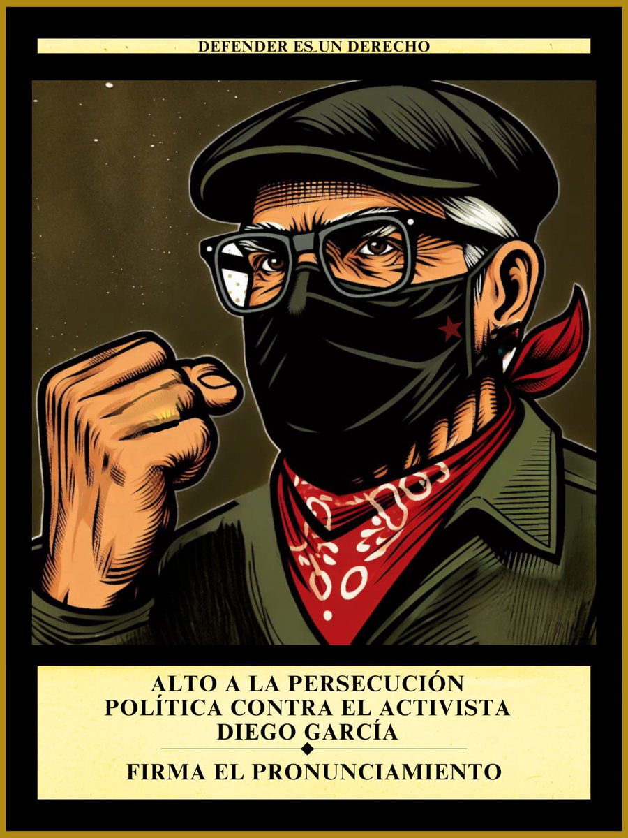 🚨 ‼️ ALTO AL HOSTIGAMIENTO JUDICIAL CONTRA EL ACTIVISTA DIEGO GARCÍA BAUTISTA Nos declaramos en alerta ante los recientes actos de hostigamiento y persecución política. Hacemos un llamado a respaldar su trabajo y a exigir un cese inmediato. ¡Firma! ✍️ forms.gle/dakHhpBKH4ZVsb…