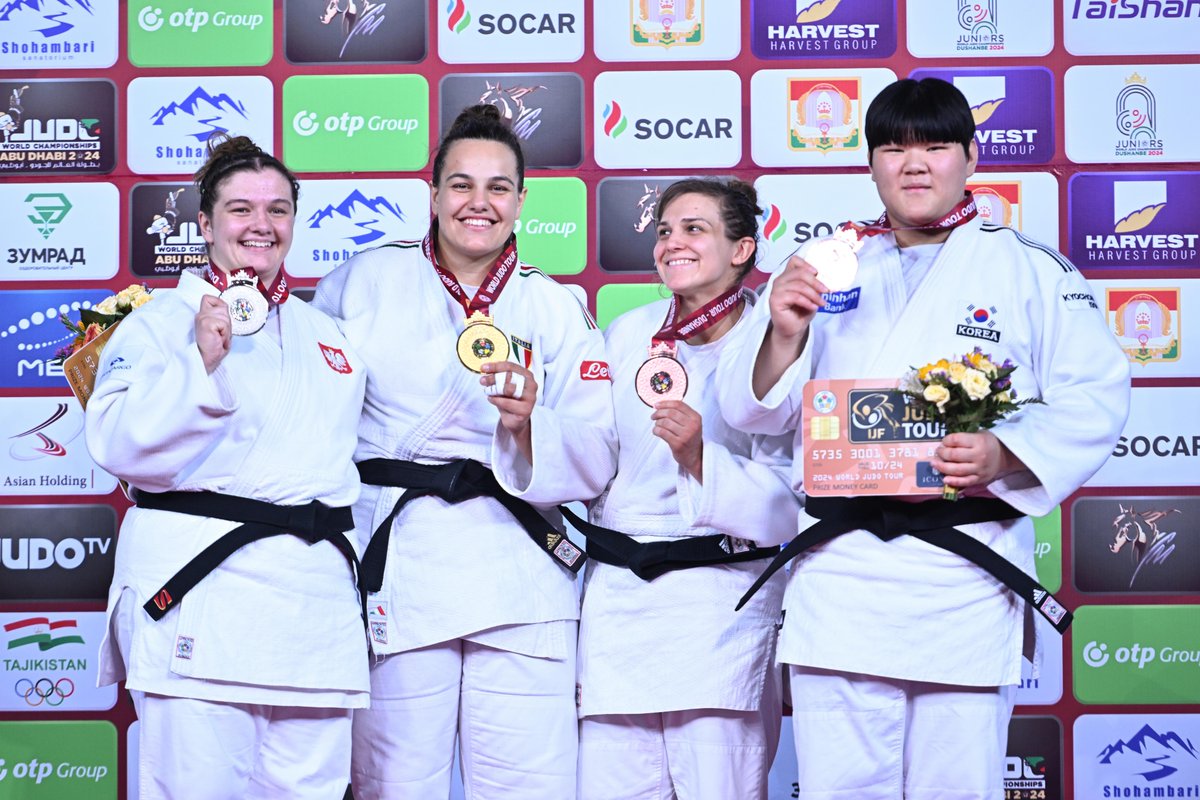 Judo's tweet photo. Day 3 female medalists at #JudoDushanbe 🔝🇹🇯 https://t.co/IQcX3NNUF0