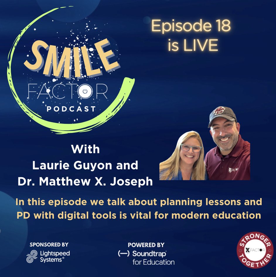 Episode 18 is live @SMILELearning and I dive into the importance of planning lessons/PD with digital tools is vital for modern education. Check it out at: open.spotify.com/episode/4jnHgT… Sponsored by @lightspeedsys #SMILEFactor Powered by @soundtrap @XFactorEdu @AJBloom2pnt0 @mbfxc