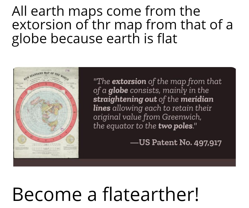 Is the extorsion of the map from that of a globe.