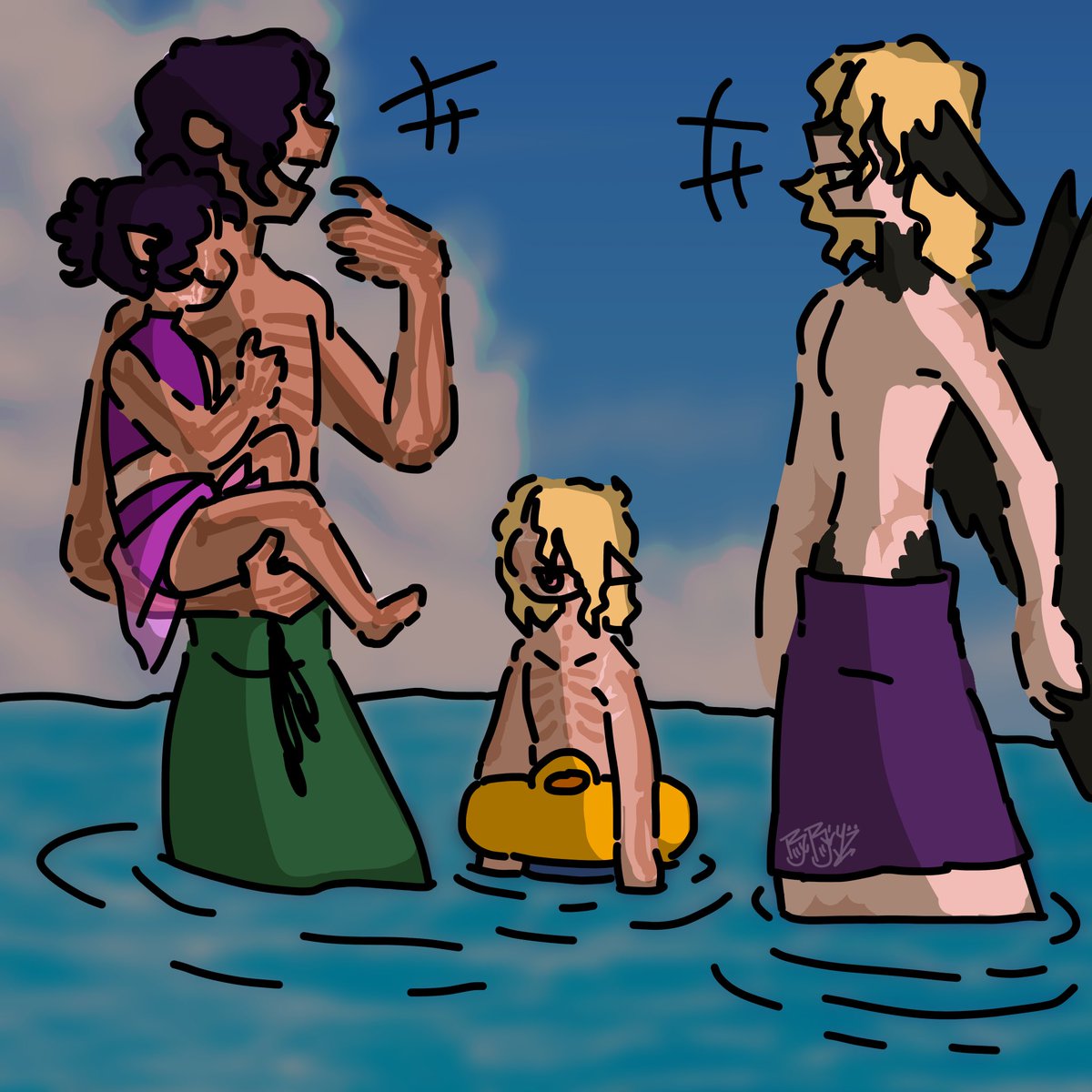 Day 3 of #DeathduoWeek : Family Day

Beach day!!
#missafanart #philzafanart #qsmp #deathduofanart #qsmpeggsfanart