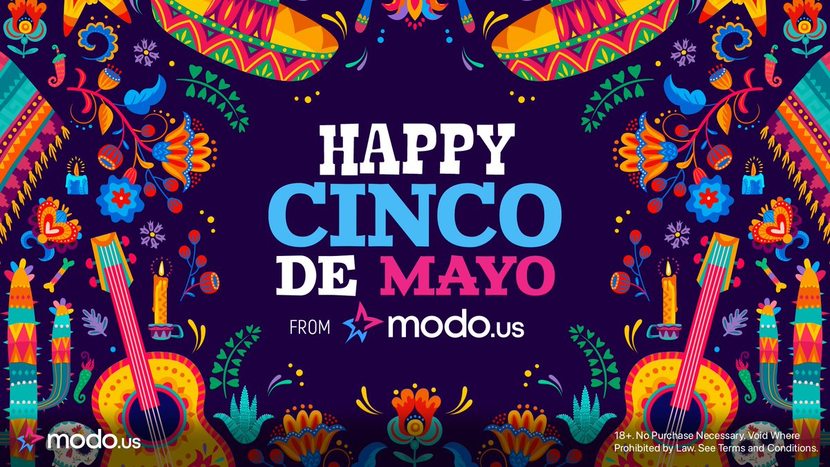 🎉 Time to fiesta! 🎊 Happy Cinco de Mayo from Modo Social Casino! 🌮🍹 

#Modous #CincoDeMayo #FiestaTime
