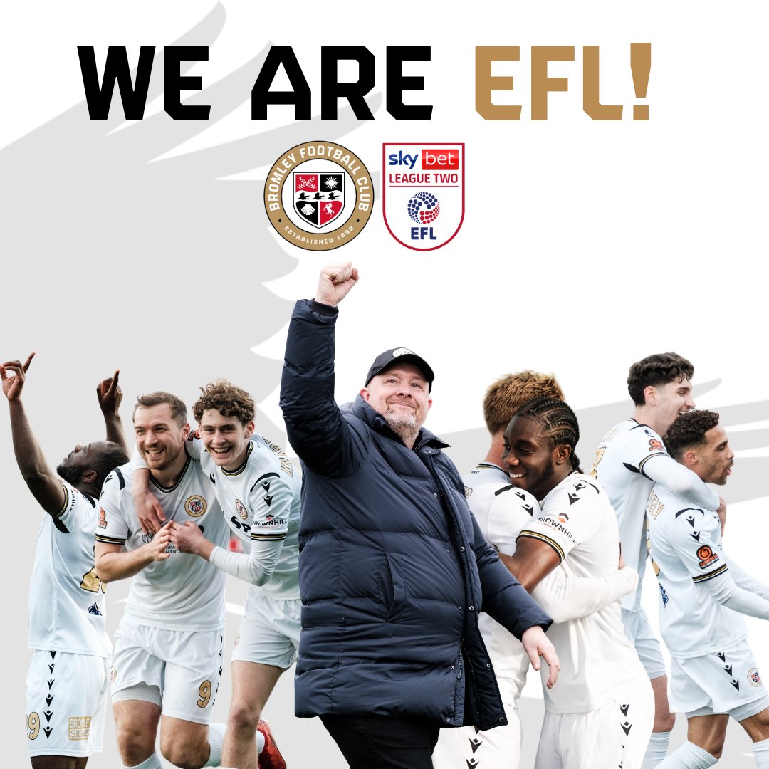 WE ARE EFL!!!!!!!!!!!!!!!! Sign up to our newsletter to find out when season tickets go on sale!!! 👉 bromleyfc.co.uk/news/club/sign… #WeAreBromley