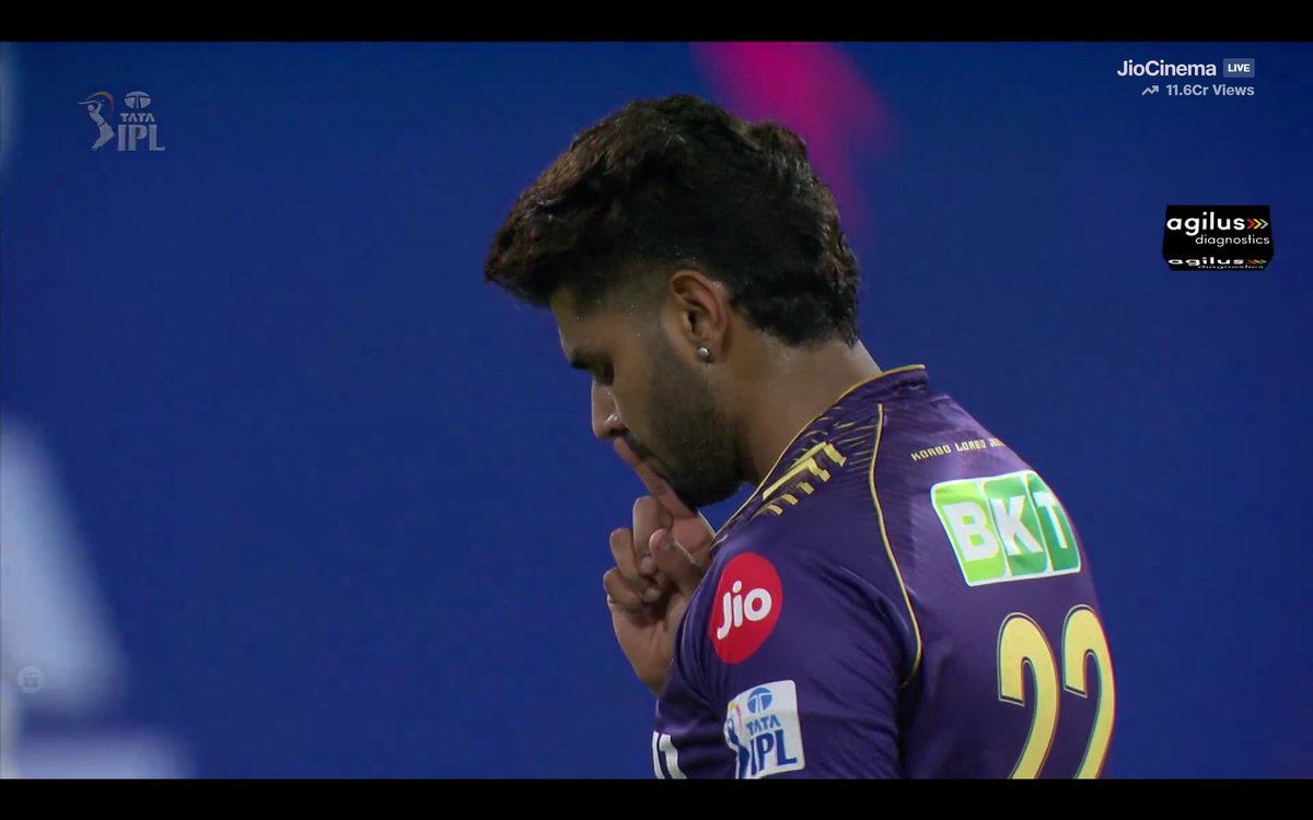 Harshit Rana with no celebration after the ban. 😄👌