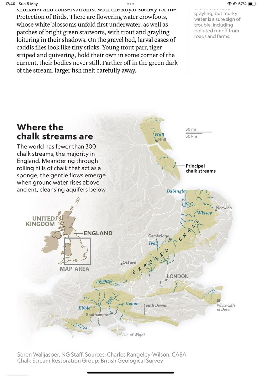 A quirk of geography means that the UK is blessed with most of the world’s chalk stream. Where are the chalk streams? A brilliant article from @NationalGeoRP shows us exactly. We have spent the last 200 years taming and abusing them. And they are in a dire state. Now is the time