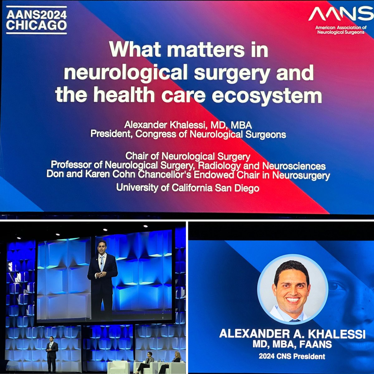 Great talk by Dr. Khalessi @DrAlexKhalessi on What Matters in Neurological Surgery and the Health Care Ecosystem at #AANS2024 !@UCSDNeuroSurg @IsaacYangMD @UCLANsgy @AANSNeuro @NeurosurgeryCNS @CNS_Update #WhatMatters2Me