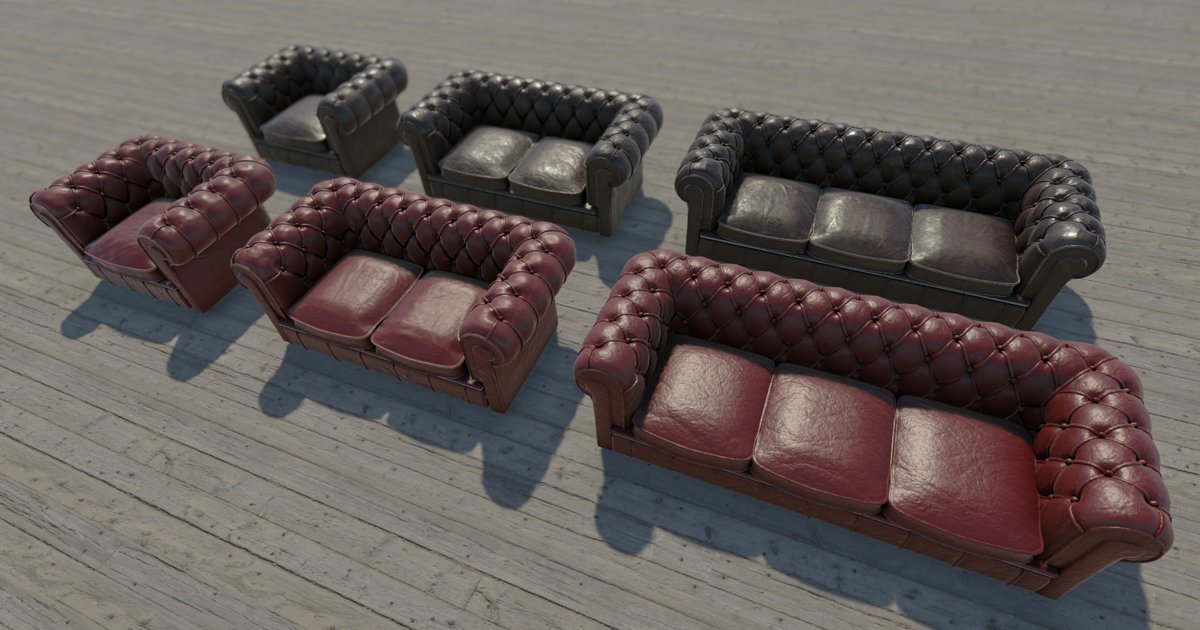 Leather Chesterfields for sale, 3-piece suites, 2 colours, perfect condition, only $9 for the lot.

#3dModels available now

Unity u3d.as/19fC

Sketchfab skfb.ly/6CLMI

#GameDesign #GameDev #3dArt #VirtualProduction #Filmmaking #Unity3d #UnrealEngine #B3d