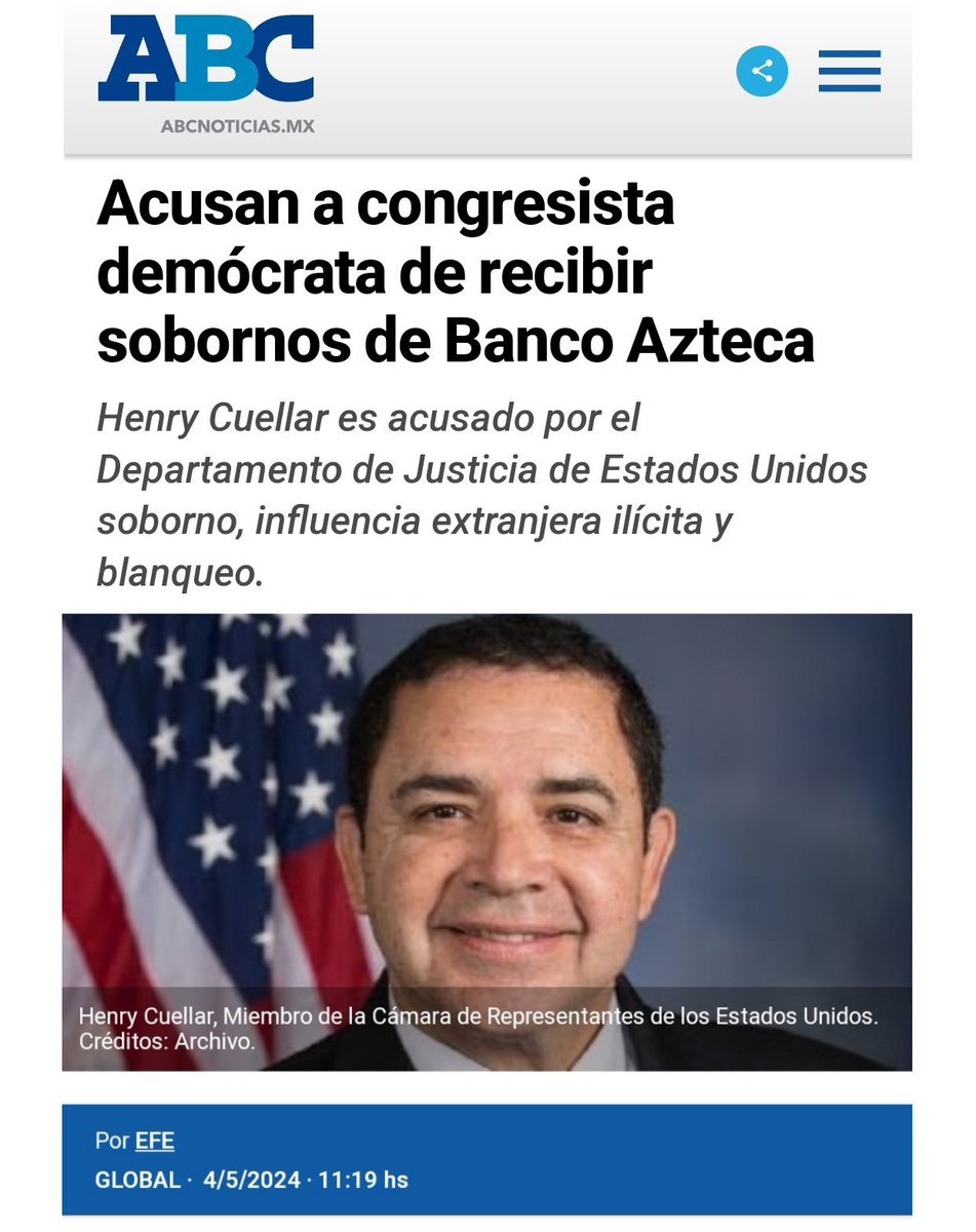 BOMBAZO.
EL DIENTES DE BURRO SOBORNA A CONGRESISTA EN ESTADOS UNIDOS.
No difundir por que Banco Azteca te puede sancionar.