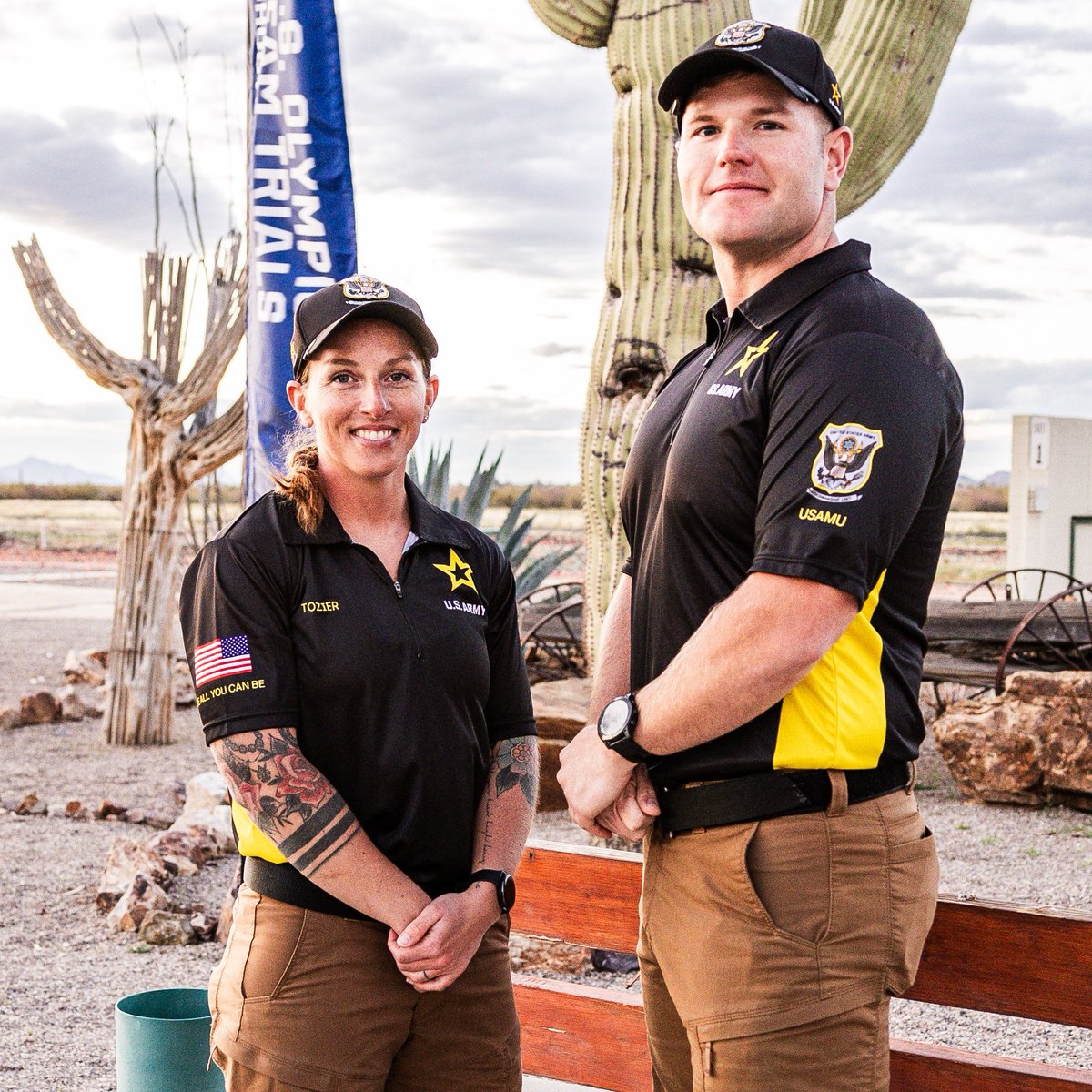 On target to #BeAllYouCanBe!

@USAMUSoldiers Staff Sgt. Rachel Tozier and Staff Sgt. Will Hinton are headed to the @Paris2024 #Olympic Games on @TeamUSA!

They'll represent America as part of the @usashooting Team this summer.