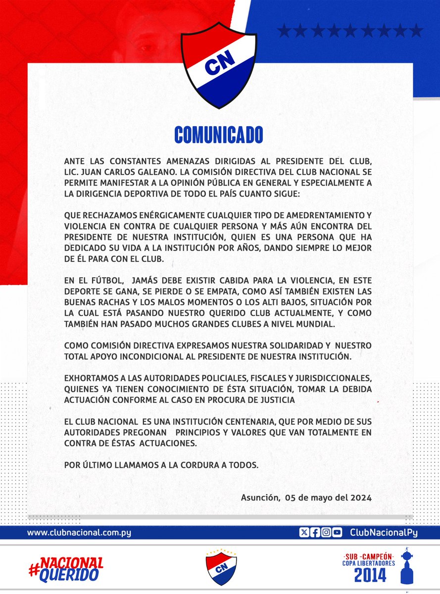 📃 El Club Nacional emitió un comunicado mediante sus cuentas oficiales. #DeporteTotal #780AM