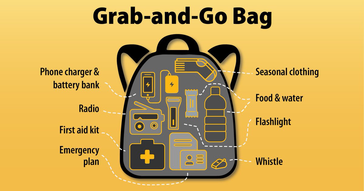 It's #EmergencyPreparedness Week! One way to be prepared is to have a grab and go bag in the event you have to evacuate quickly.