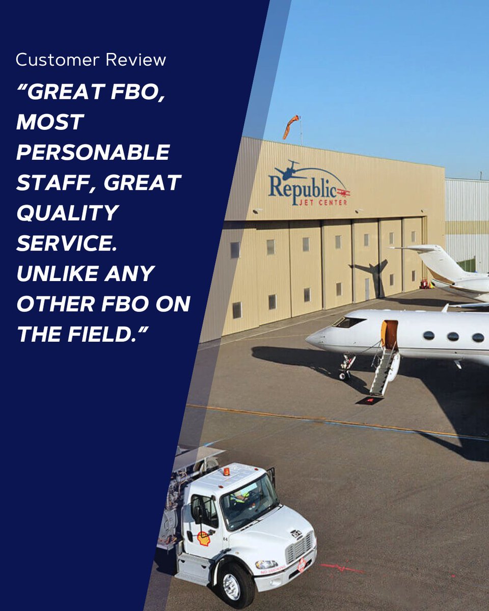Service is the focal point of our operation! We do everything in our power to ensure a seamless and pleasant experience at our FBO. Visit us to receive VIP treatment during every trip. ​ #republicjetcenter #rjc #kfrg #NYFBO #fbo #republicairport #farmingdale #jet #airplane