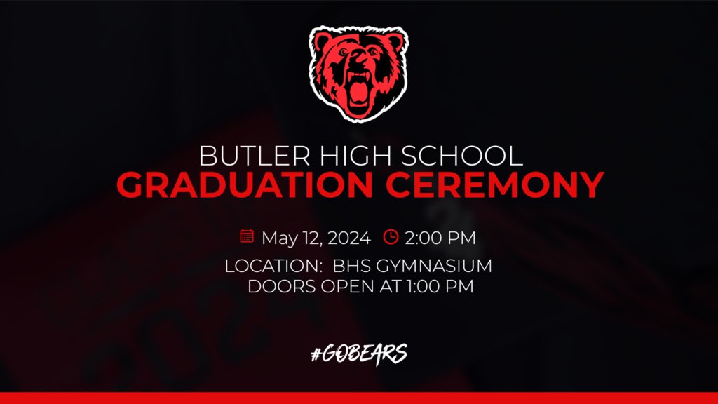 Join us in celebrating the 2024 graduating senior class on Sunday, May 12, 2024, at 2:00 p.m. Doors will open at 1:00 p.m. #gobears