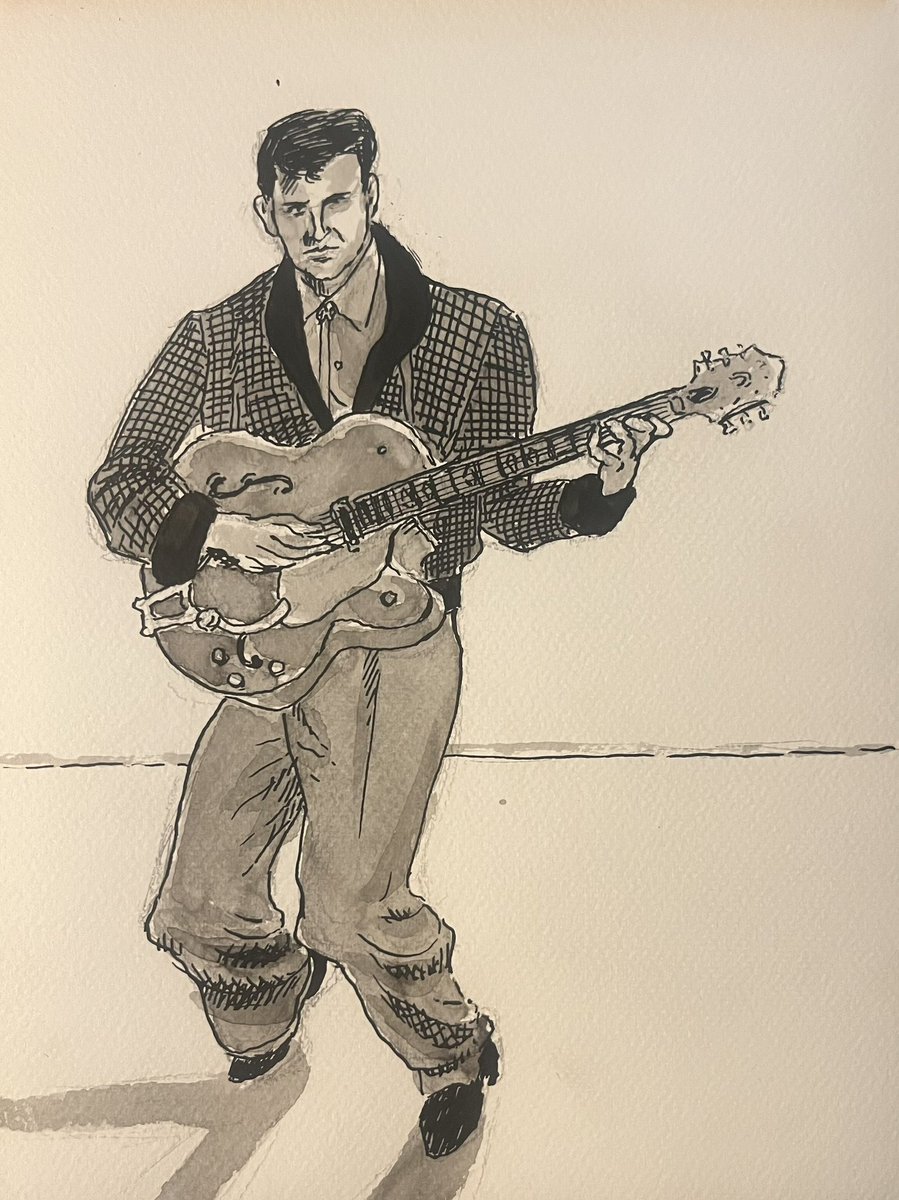 Duane Eddy, Whose Twang Changed Rock ‘n’ Roll #obitpix #duaneeddy #rockandroll #twang #guitar #instrumentalmusic #rebelrouser #fortymilesofbadroad #leehazelwood #artofinstagram #penandink #drawing #illustration #portraitdrawing