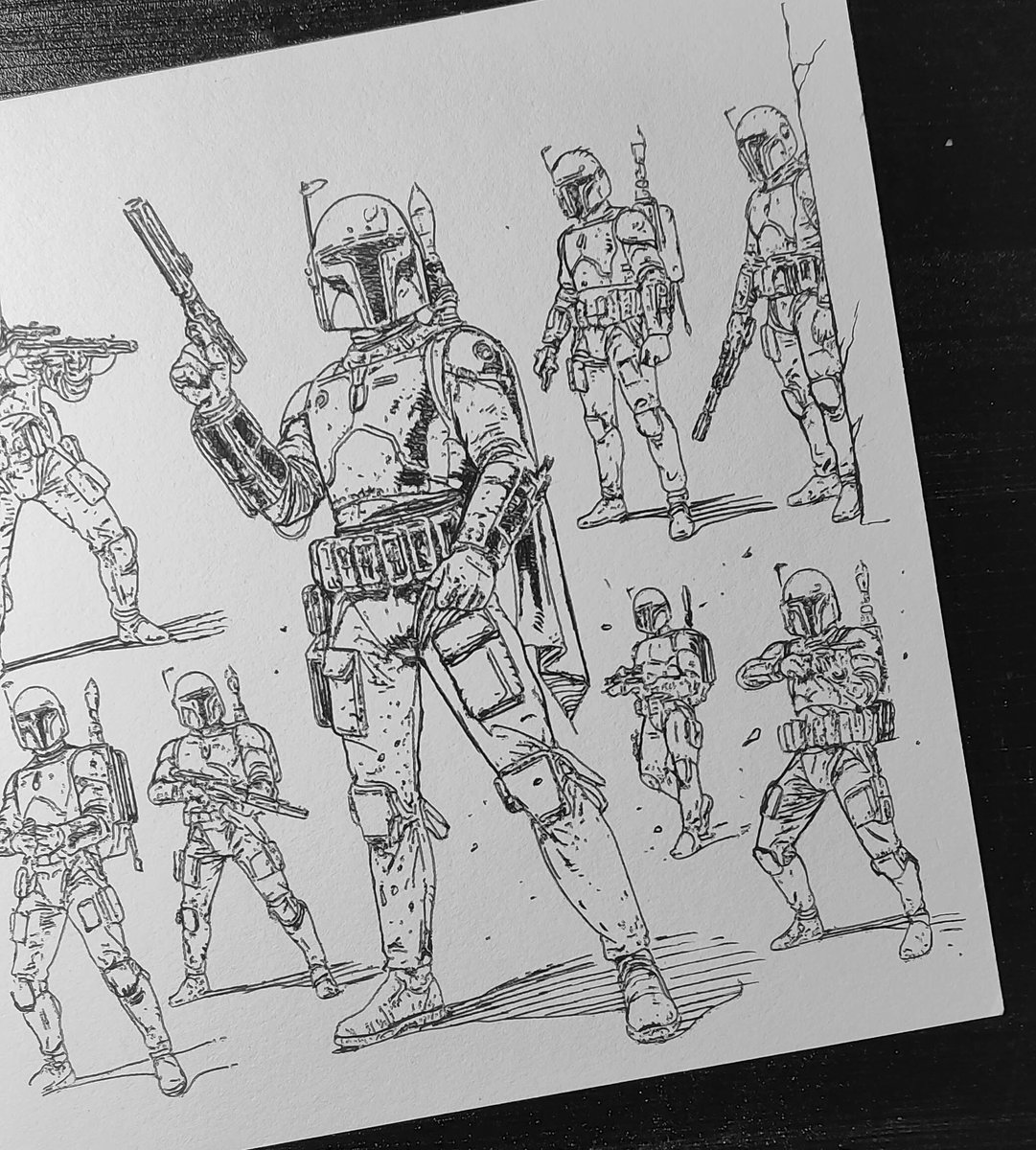 Boba Fett sketches on paper 20x20 cm #StarWars #BobaFettFanClub #DailyFett #artist #ArtistOnTwitter