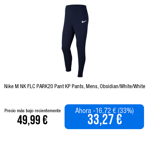 ↗️Ver en Amazon amazon.es/dp/B08QW6S7RJ?…

Nike M NK FLC PARK20 Pant KP Pants, Mens, Obsidian/White/White #publi
