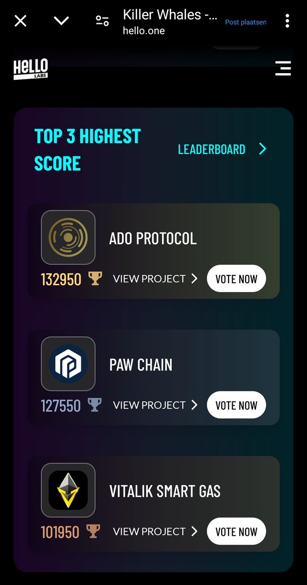 Keep supporting the $PAW family at #KillerWhalesTV and vote for PAWecosystem.com to regain the lead. Let's rally together for success!💪🏽 #PAWSWAP #PAW #PAWCHAIN PawChain.net @PawChain @BuildOnPAW @KillerWhalesTV