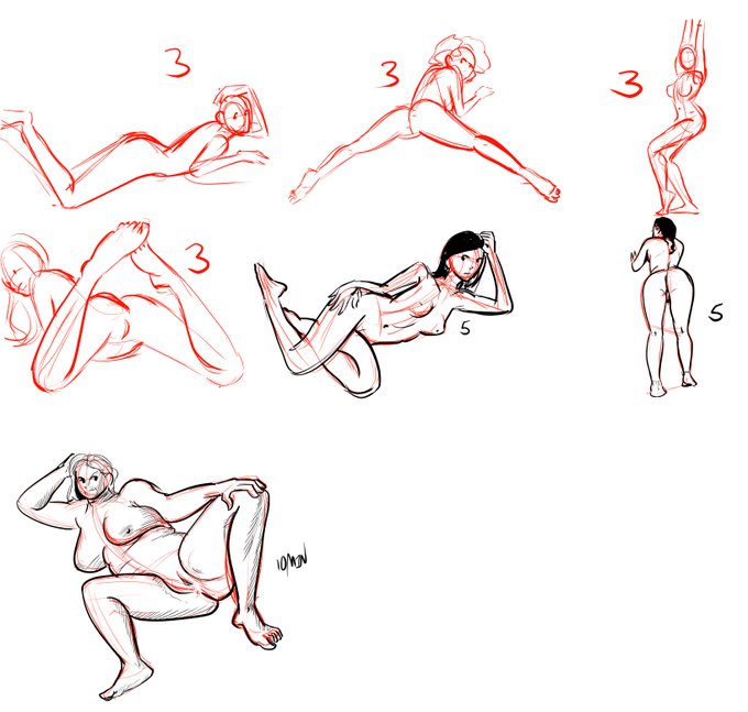 so did a bit of different times for these guesture drawings!   3 mins 5 mins  and a 10 min one =) https://t