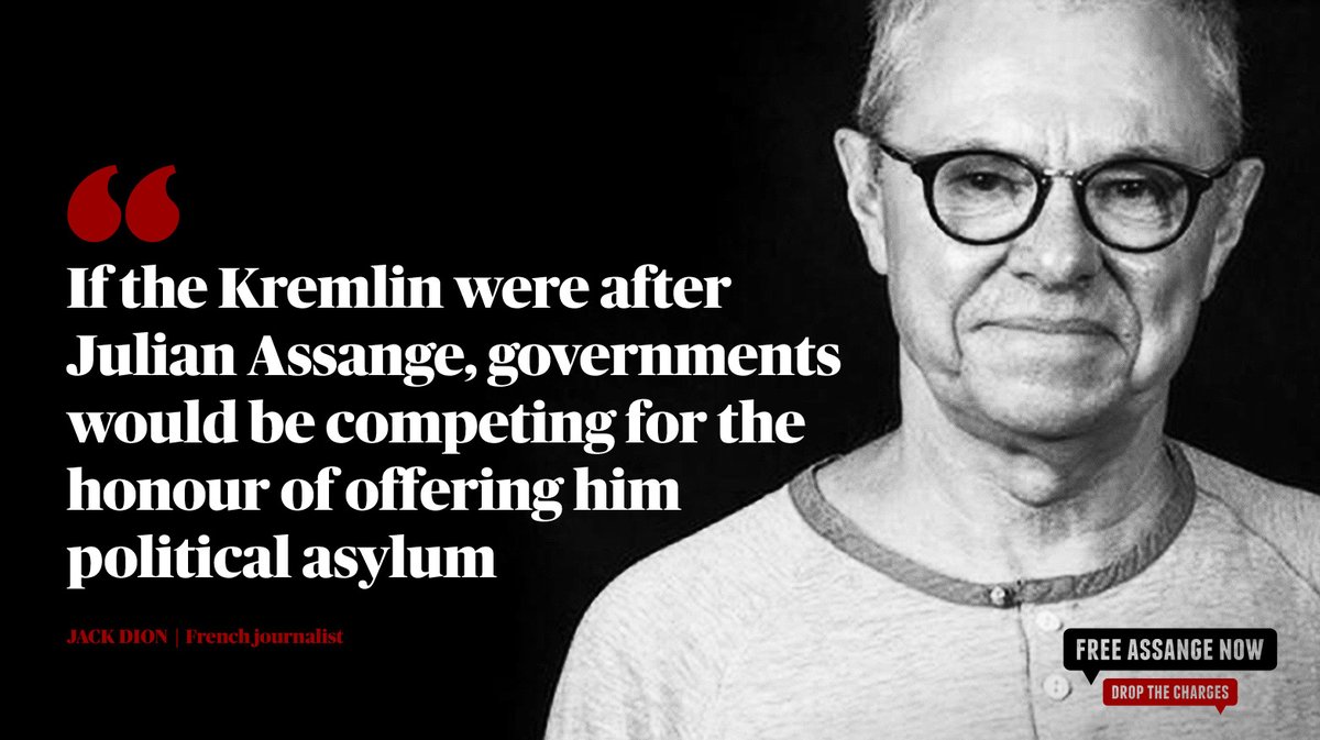 'Wenn der Kreml hinter Julian Assange her wäre, würden Regierungen um die Ehre wetteifern, ihm politisches Asyl anzubieten.'

-- Jack Dion @DionJack2 
Journalist

#FreeAssange
#FreeAssangeNOW
#JournalismIsNotACrime

via @SomersetBean