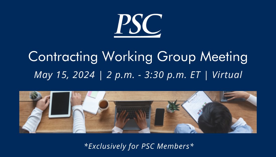 The Contracting Working Group within PSC’s Acquisition and Business Policy Council (ABPC) was formed to look for opportunities to improve the federal procurement system that would benefit both government and industry. Register here: bit.ly/3WkMDhC