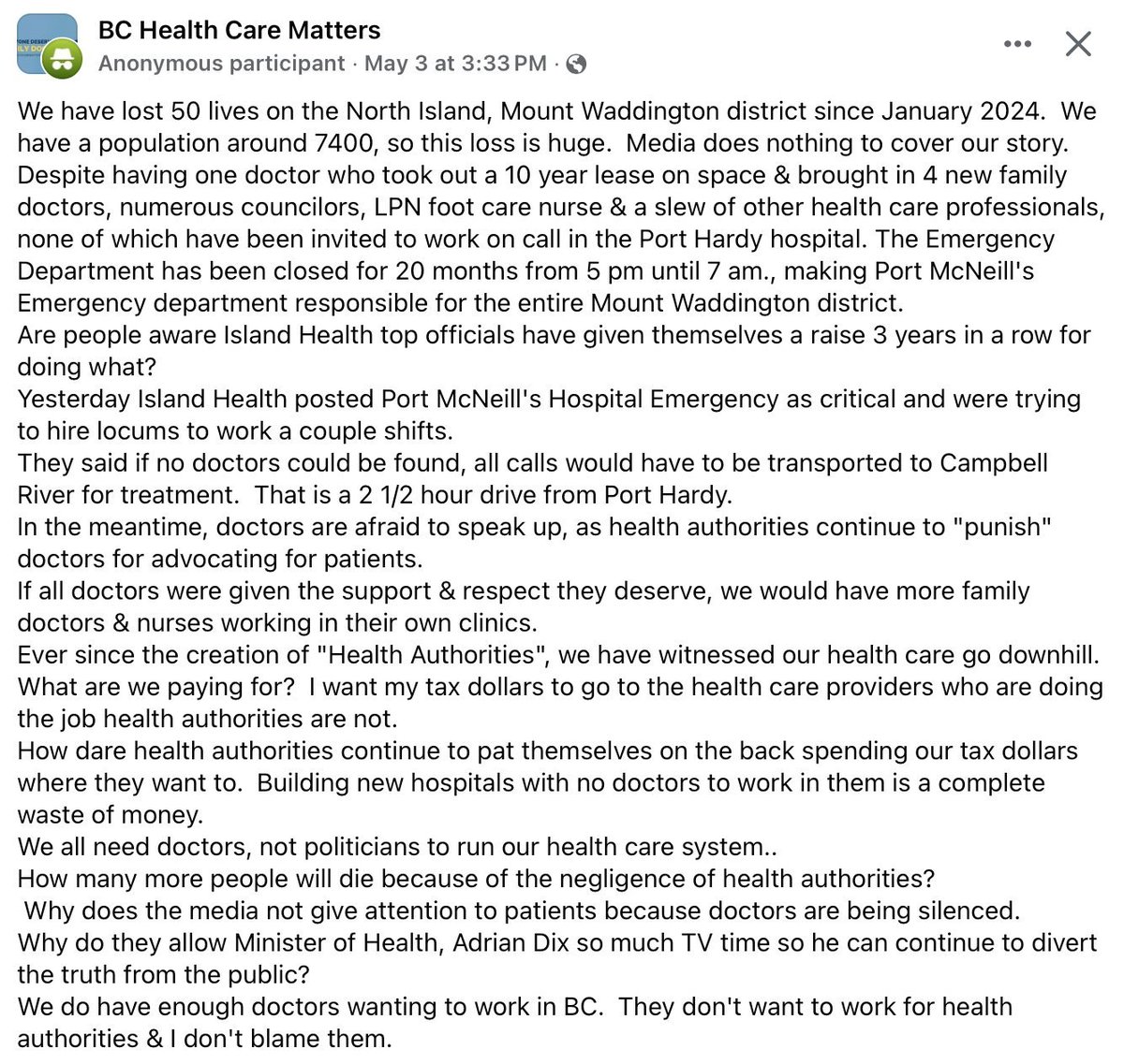 Another glowing report on the state of health care in British Columbia under the @bcndp government

@adriandix should resign immediately so change can happen - IMMEDIATELY 

#bcpoli #cdnpoli #vanpoli