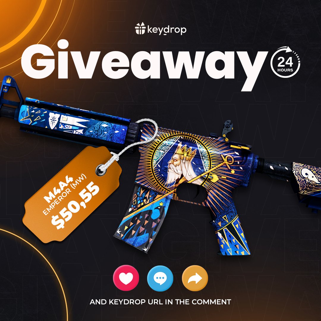 Win M4A4 | The Emperor MW in JUST 3 clicks! 🏆

👊 Just leave ❤️ under the post!
🤝 Follow us!
🔁 Retweet!

⏰ Wait 24 hours! 

#giveaways #signfree #freegiveaways #chance #cs2 #steam #case #giveaway #csgoskins #gaming #gamer #esport #keydrop #keydropcom