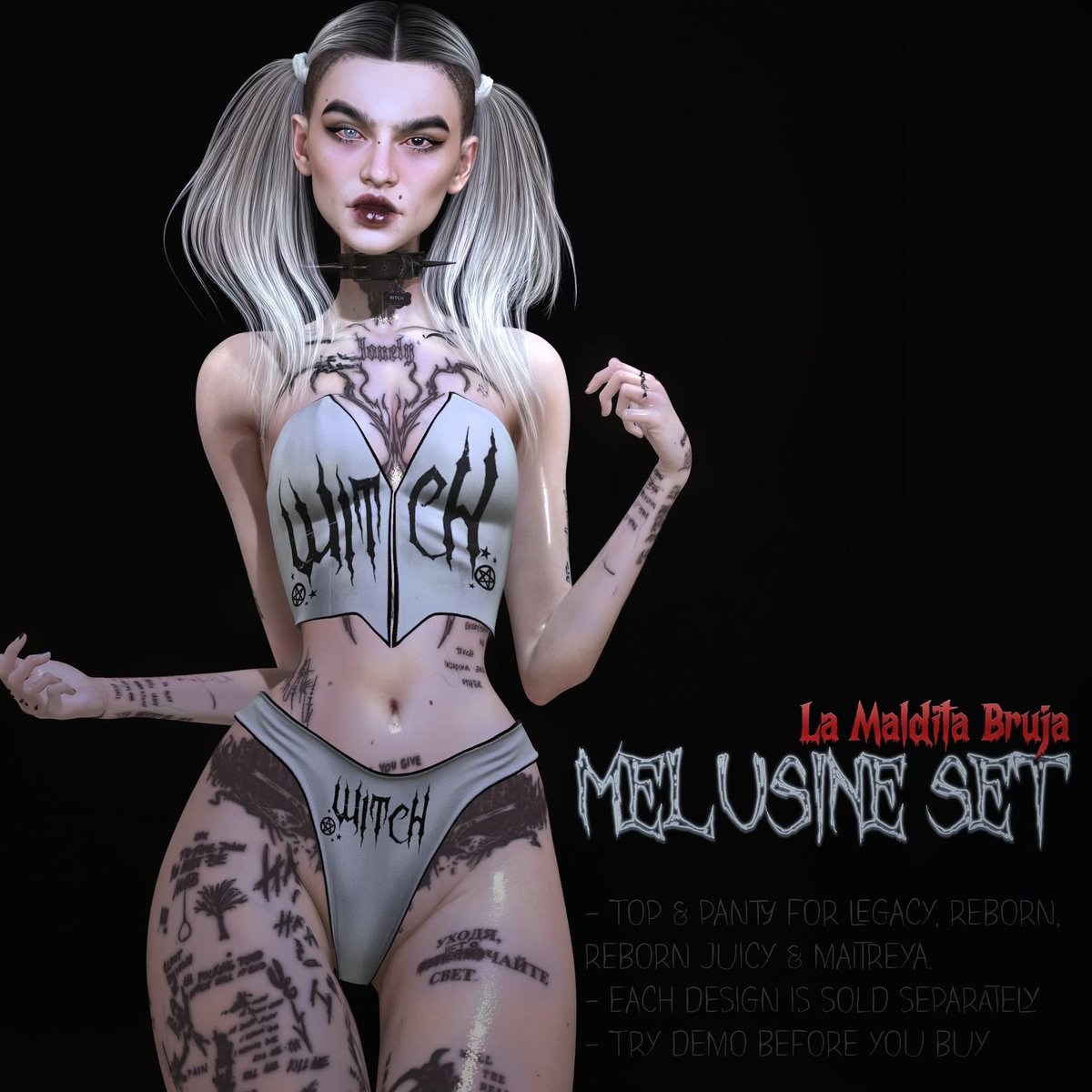 🖤 Melusine Set 🖤 at La Maldita Bruja maps.secondlife.com/secondlife/She… 60L for this weekend - Top and Panty for Legacy, Reborn, Rebor Juicy & Maitreya. - Try DEMO before you buy