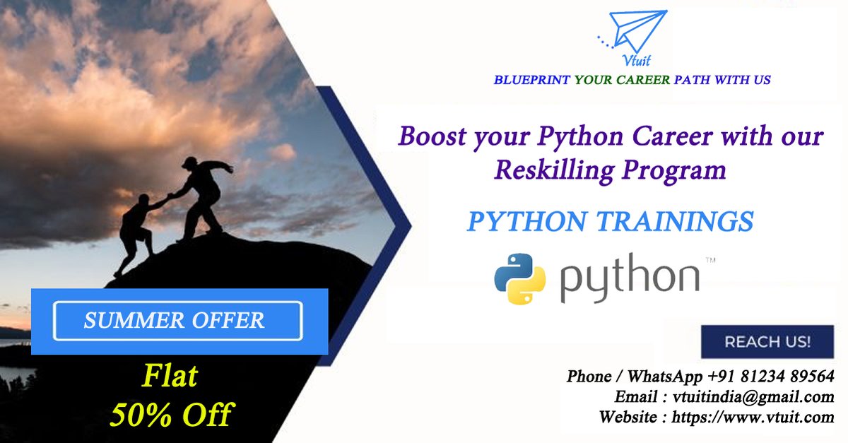 Learn Python Programming online this Summer from the Working Professionals

Currently we Offer 50% Flat discount on this Course

vtuit.com/python-program…

Contact us @ vtuitindia@gmail.com
Call / WhatsApp +91 81234 89564

#Python #PythonProgramming #Coding #PythonDevelopers