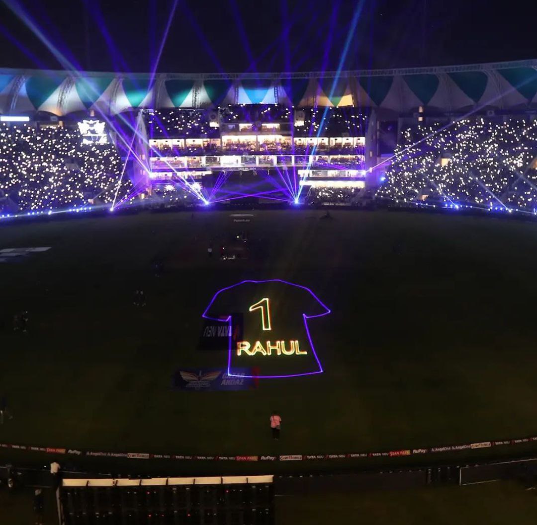 Light show at the Ekana Stadium.