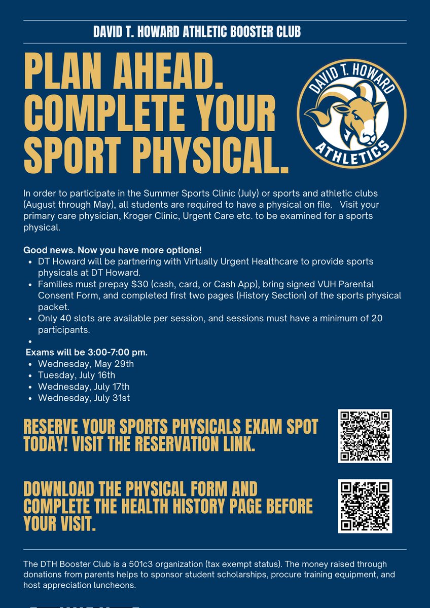 24-25 Athletics Info Sport Physicals @APSHoward 3:00-7:00 pm May 29, July 16, July 17, & July 31 Link - forms.gle/qJqY39Cg1evYyi… Dragonfly Login/Sign-up - dragonflymax.com Dragonfly Instructions - docs.google.com/document/d/1m-… Howard Code – 8Z7TLM Midtown Code – 4F6LC4