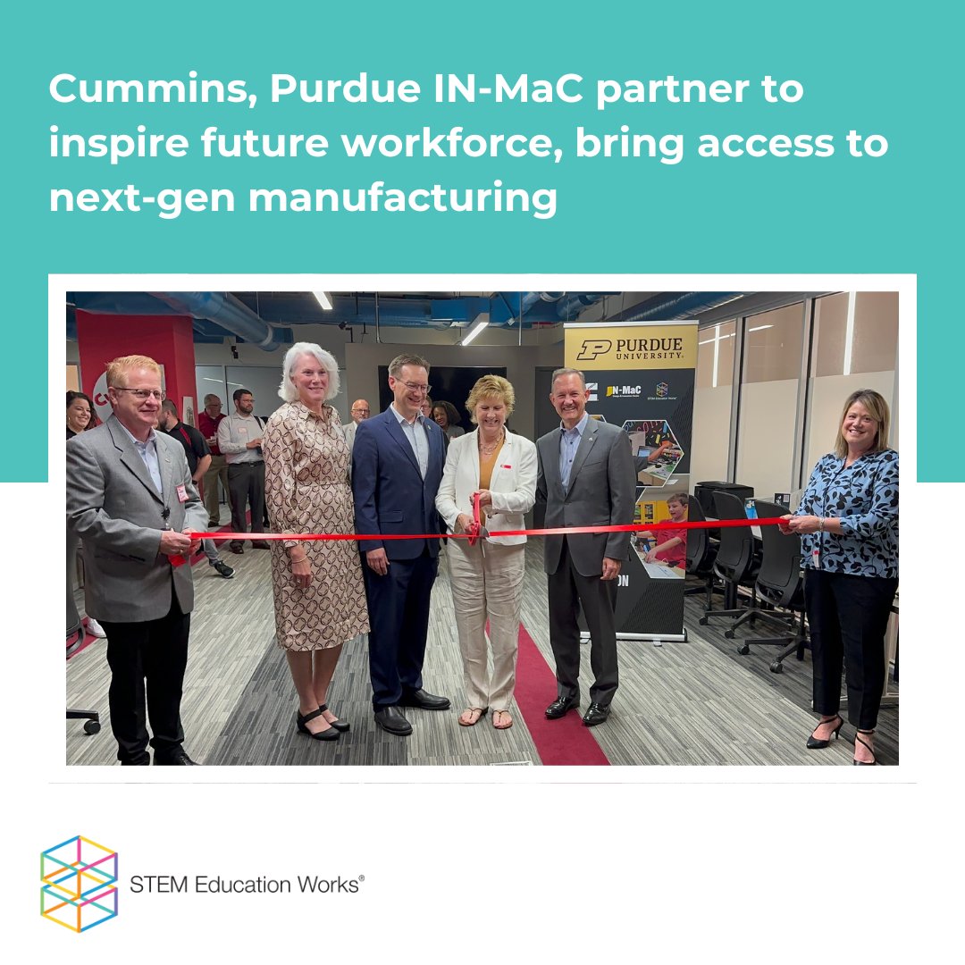 We recently attended the STEM Education Works, @PurdueINMaC, and @Cummins Design and Innovation Studio ribbon cutting!

This collaboration brings together expertise to create engaging curricula and technology for students.

Read more: bit.ly/3UuFYjv

#MakeTimeForSTEM